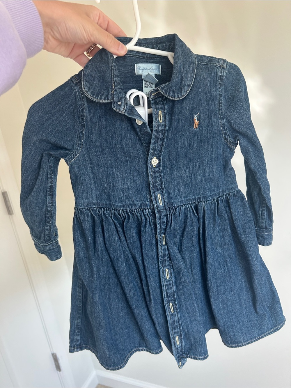 Ralph Lauren Girls' Dark Blue Denim Button-Front Dress